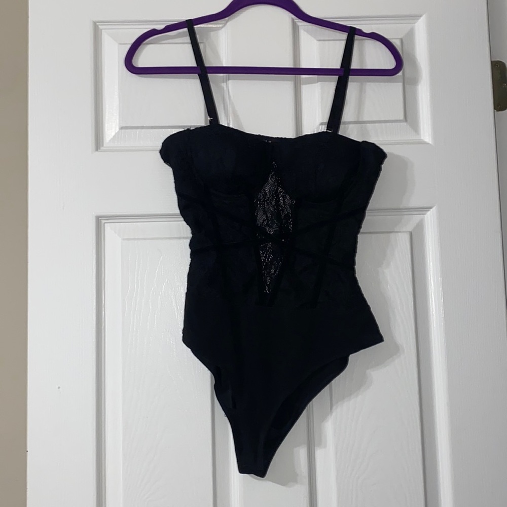 Black lace, tank top bodysuit